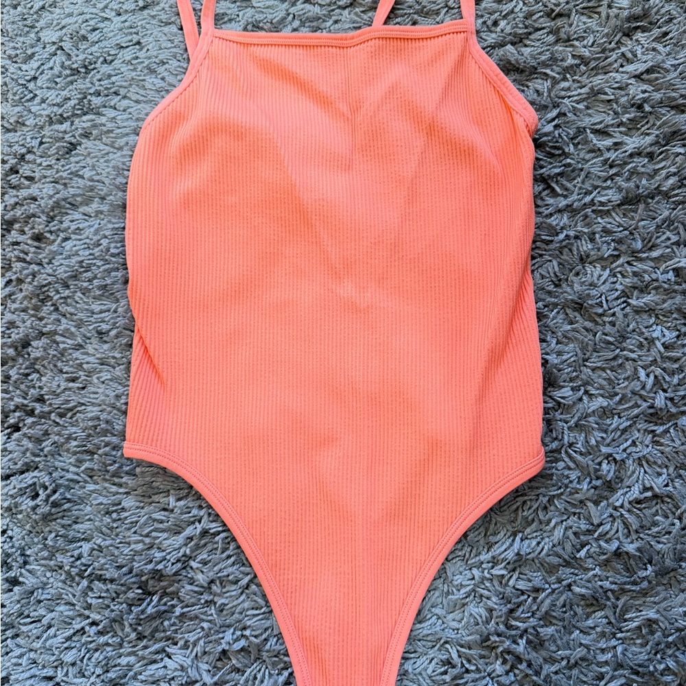 Coral Ribbed Bodysuit